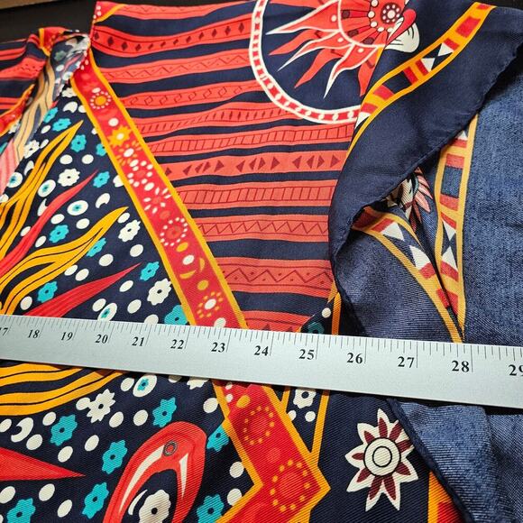 Floral Kimono Womens 2X Red Sun Moon Fringe Open Indie Relaxed Boho Festival - Picture 9 of 11